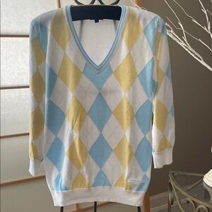 Burberry Golf Sweater with Blue and White Stripes